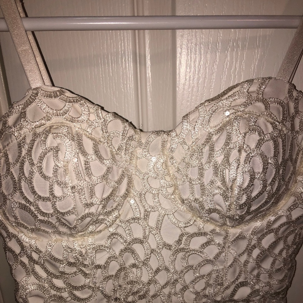 Bebe white mini night out dress